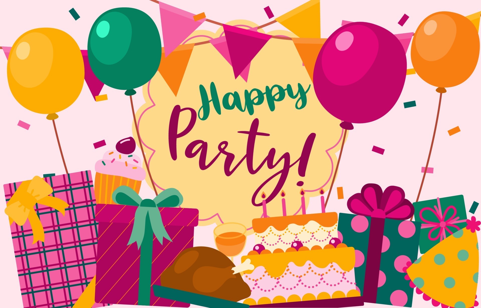 Cartoon Happy Birthday party background and backdrop 5238321 Vector Art at  Vecteezy