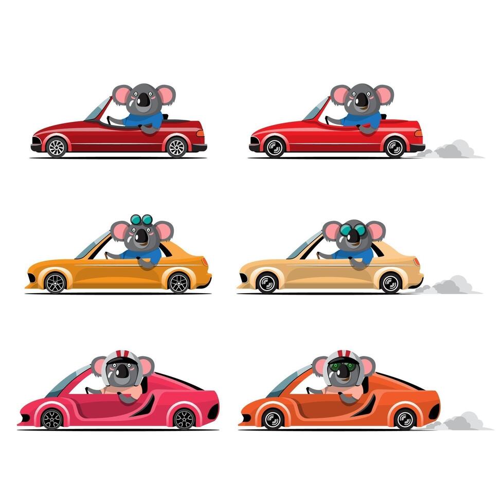 Animal driver, pets vehicle and sheep happy in car. vector