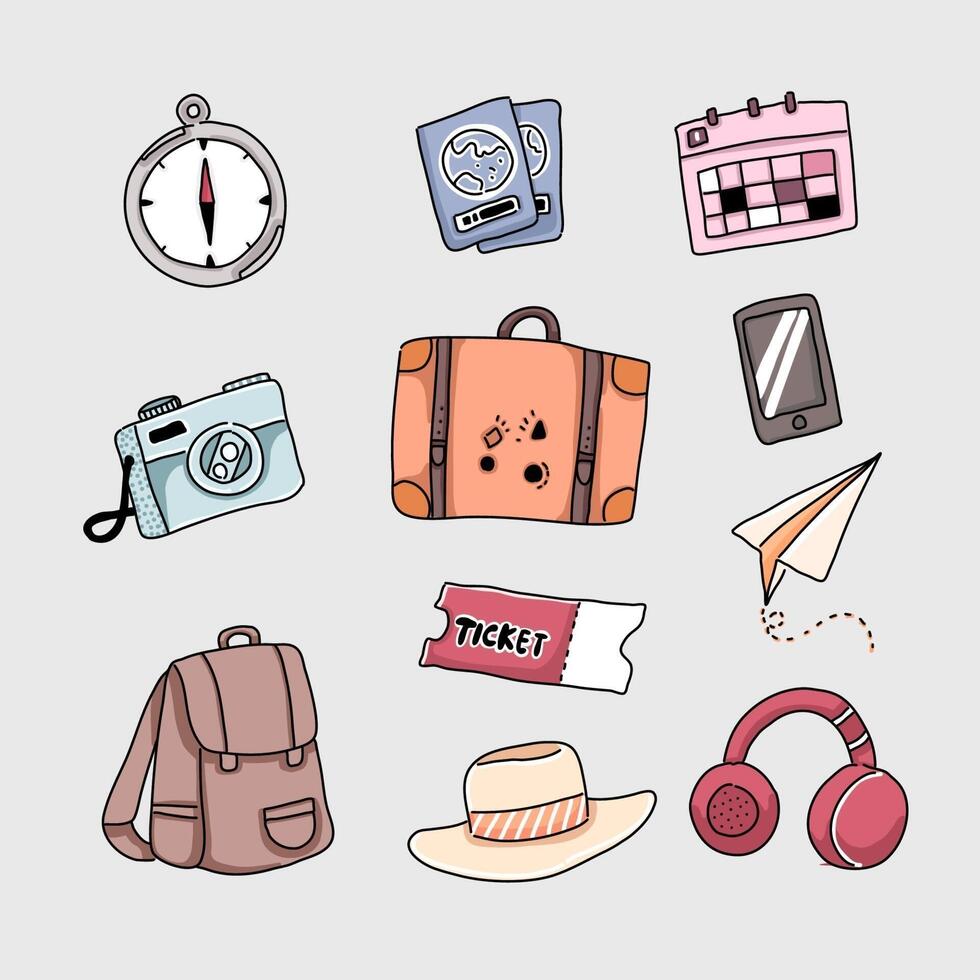 Cartoon vector travel concept illustration in flat style. Object on travel journey discovery.