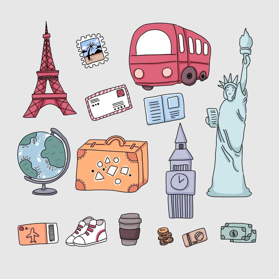 Cartoon vector travel concept illustration in flat style. Object on travel journey discovery.