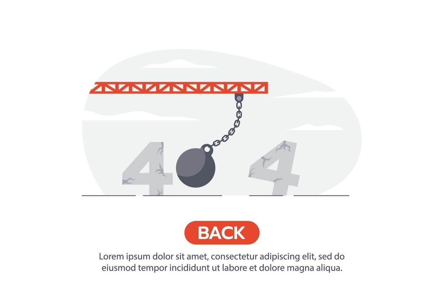 Internet network warning 404 Error Page or File not found for web page. vector