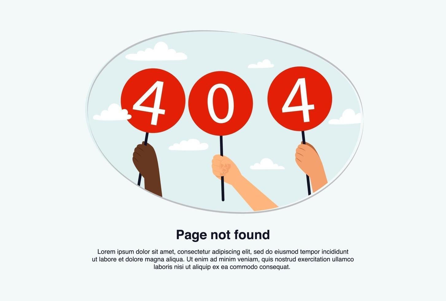 página de error 404 de advertencia de red de Internet o archivo no encontrado para la página web. vector