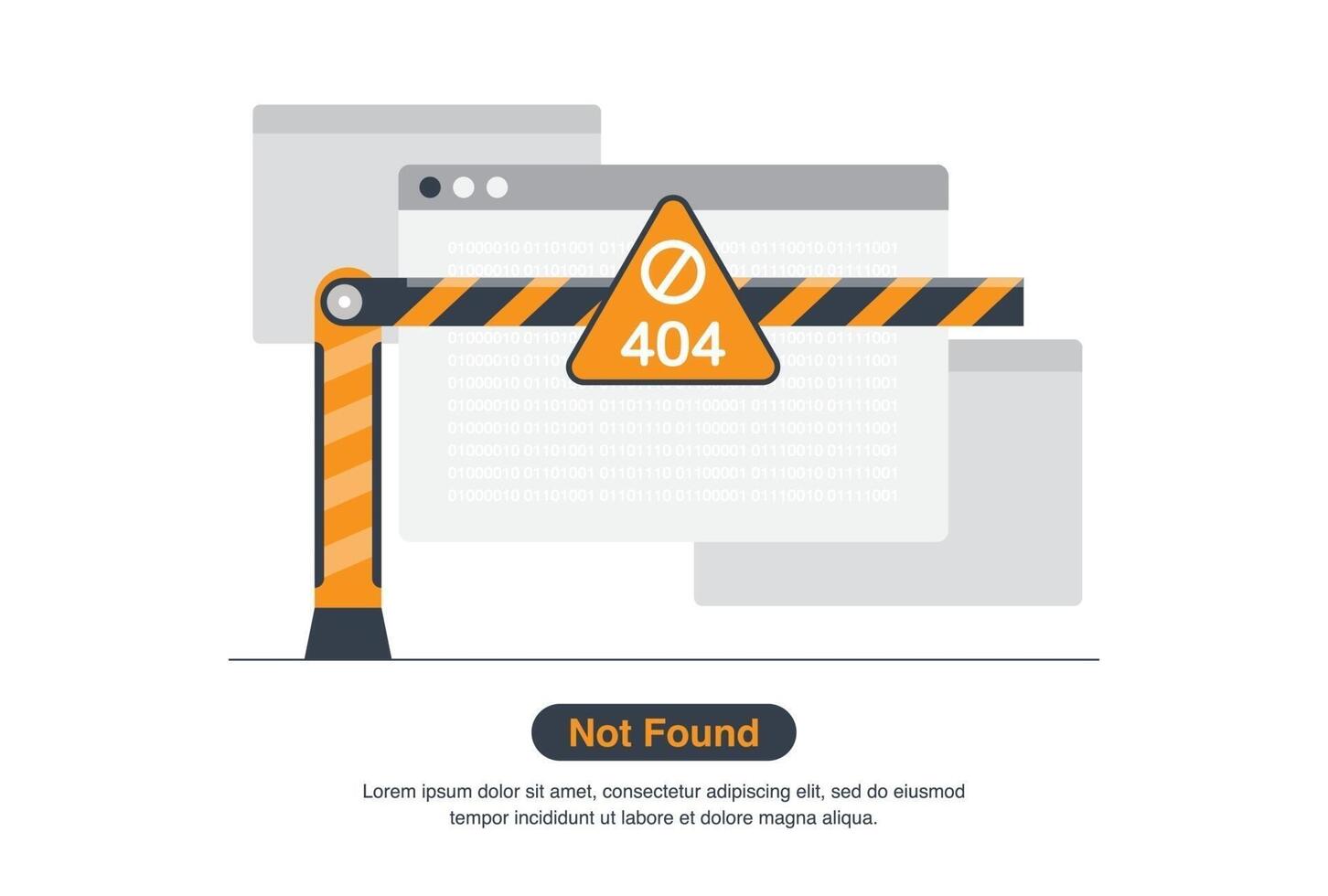 Internet network warning 404 Error Page or File not found for web page. vector