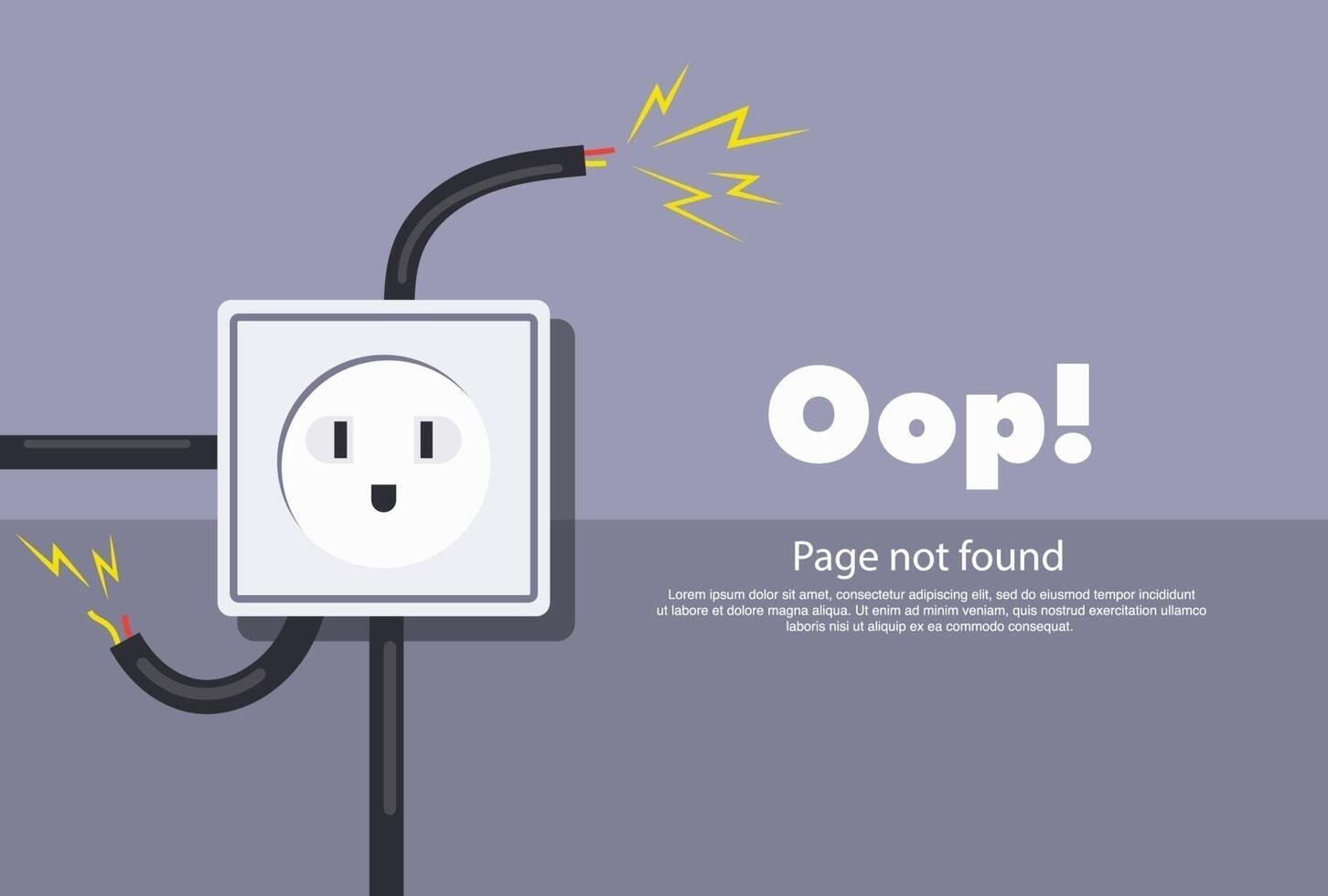 Internet network warning 404 Error Page or File not found for web page. vector