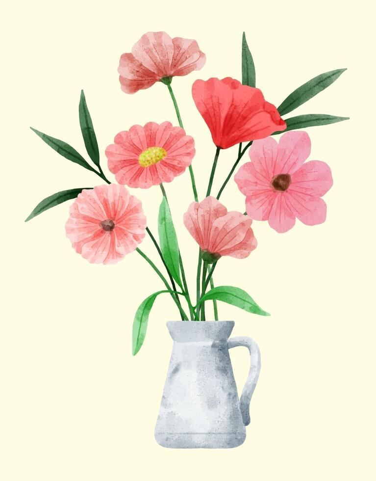 un conjunto de flores pintadas en acuarela para crear un trabajo de diseñador vector