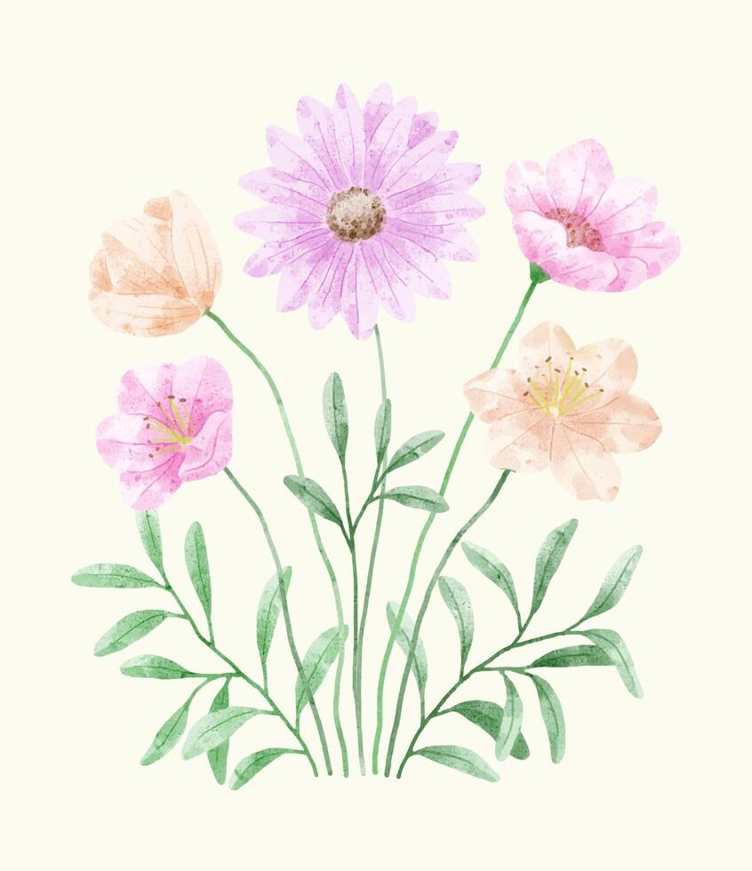 A set of flowers painted in watercolor for designer work create vector