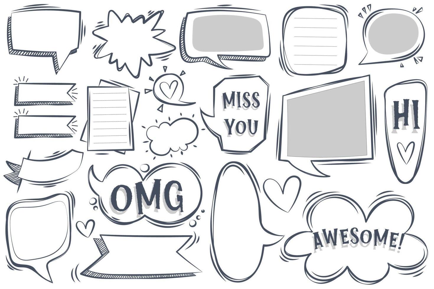 Speech bubbles in various styles are designed for use in comics and illustrations vector