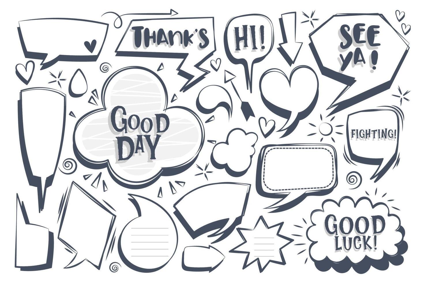 Speech bubbles in various styles are designed for use in comics and illustrations vector