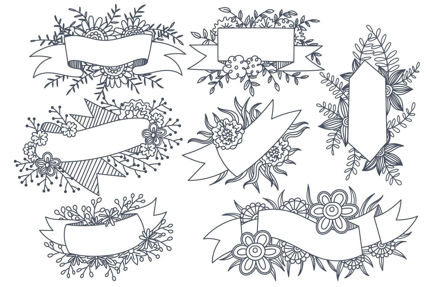 Various styles of flower frames are designed for use in cartoons and illustrations vector
