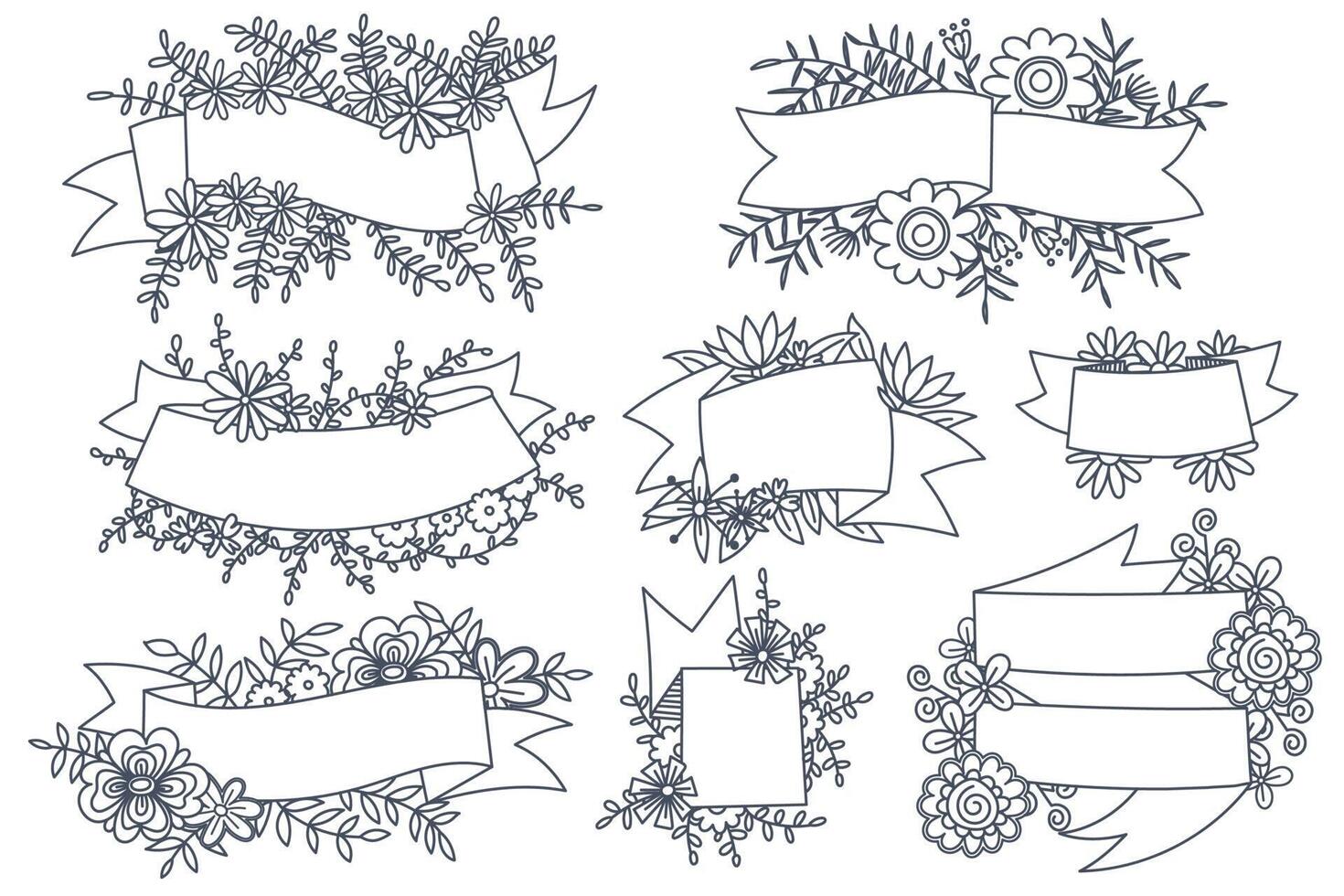 Various styles of flower frames are designed for use in cartoons and illustrations vector