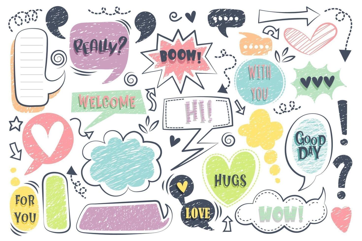 Speech bubbles in various styles are designed for use in comics and illustrations vector