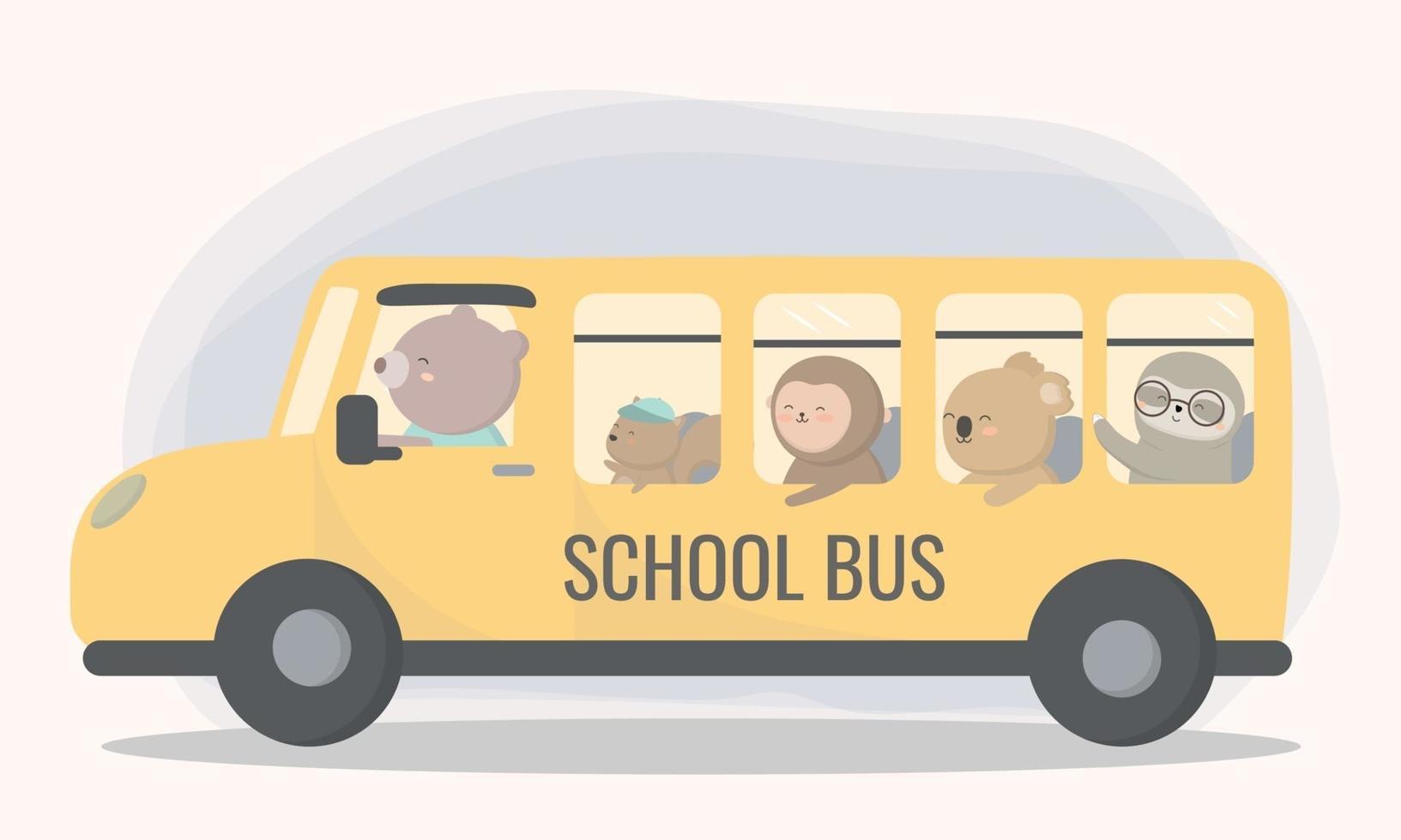 La escuela organiza autobuses de enlace para los estudiantes. vector