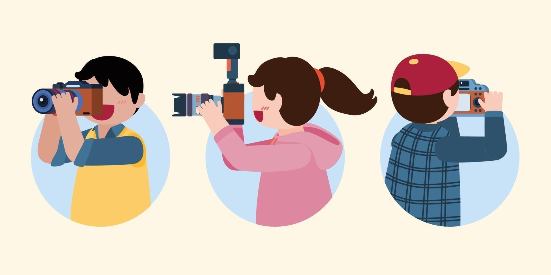 Photographer and camera equipment illustration vector