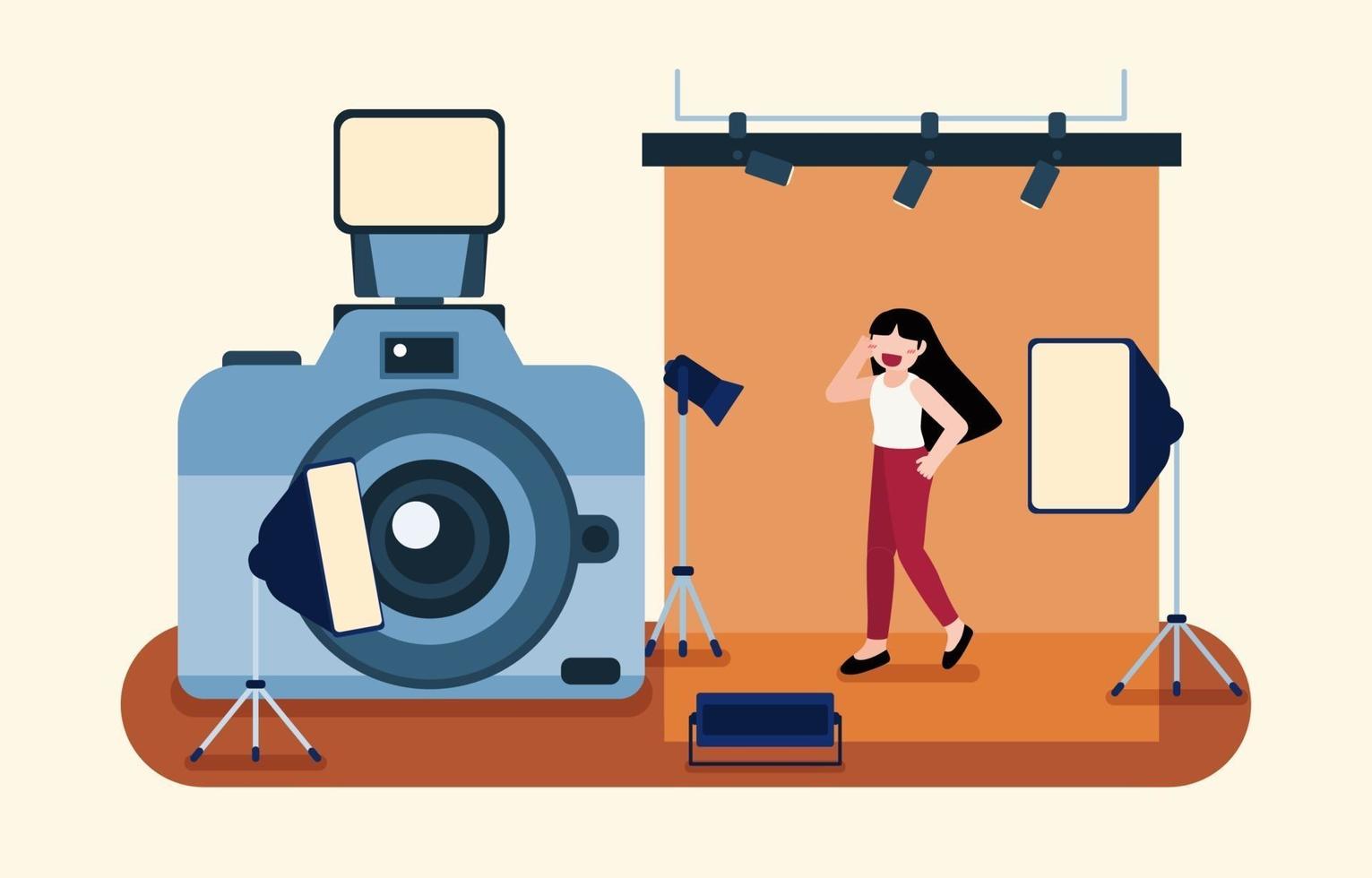Photographer and camera equipment illustration vector
