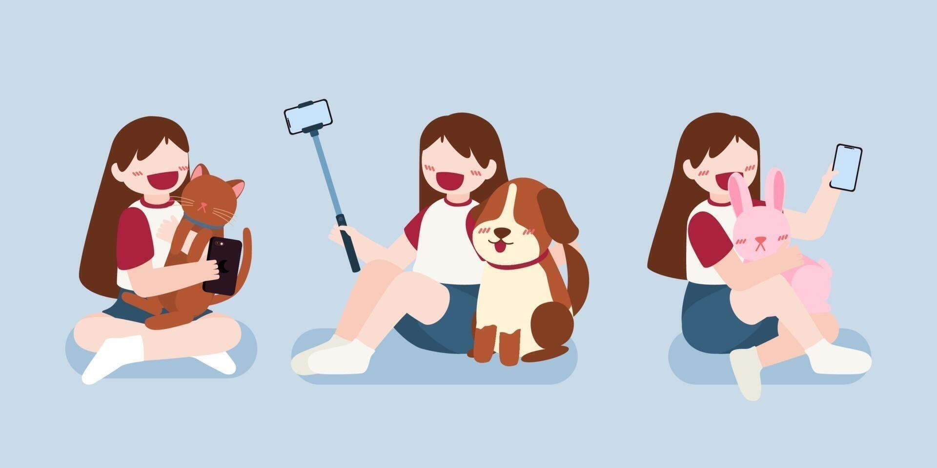 Photographer Taking a photo with mobile phone camera vector