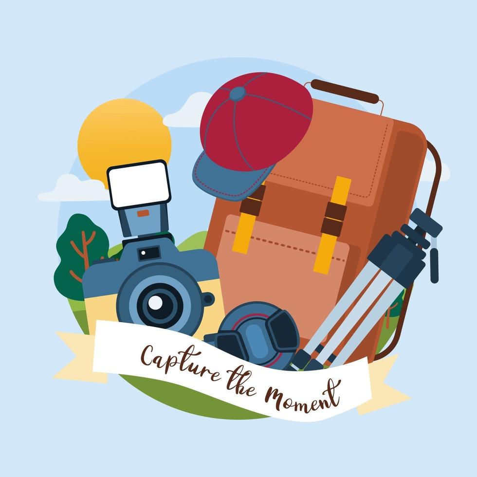 backpacking travel photography vector