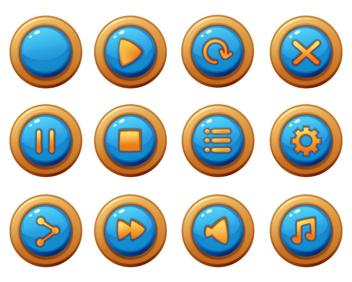 Menu button Vector game template gui kit. button Interface for build gui page elements
