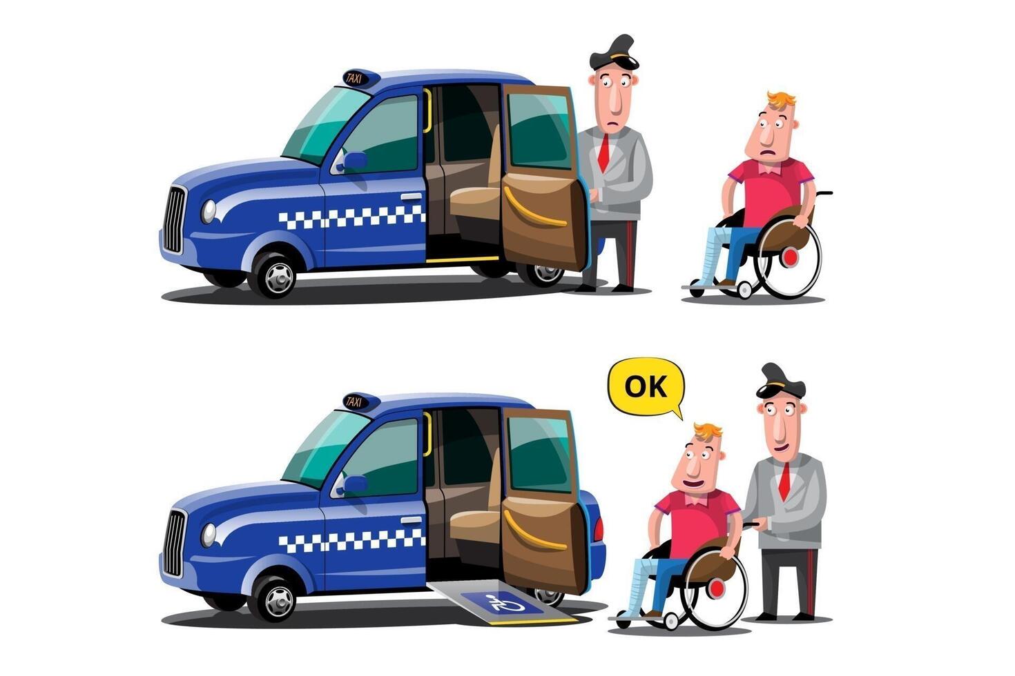 Taxi services for people with disabilities make traveling very convenient for them vector
