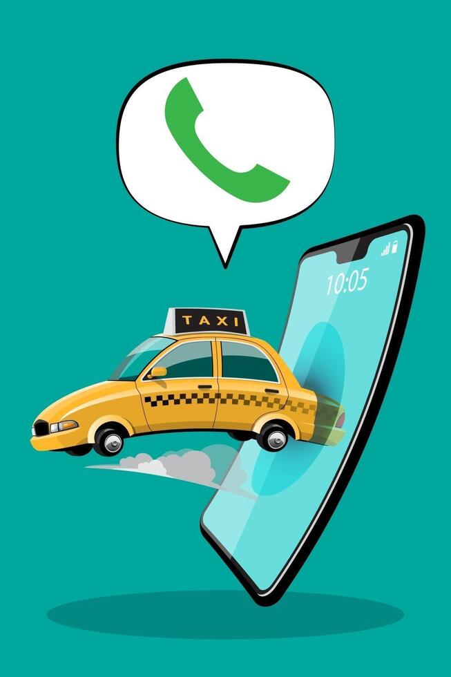 Online application for call taxi service by smart phone and set location for destination vector