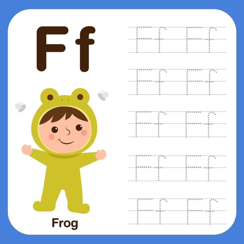 Alphabet tracing book for preschool with example and fun vector