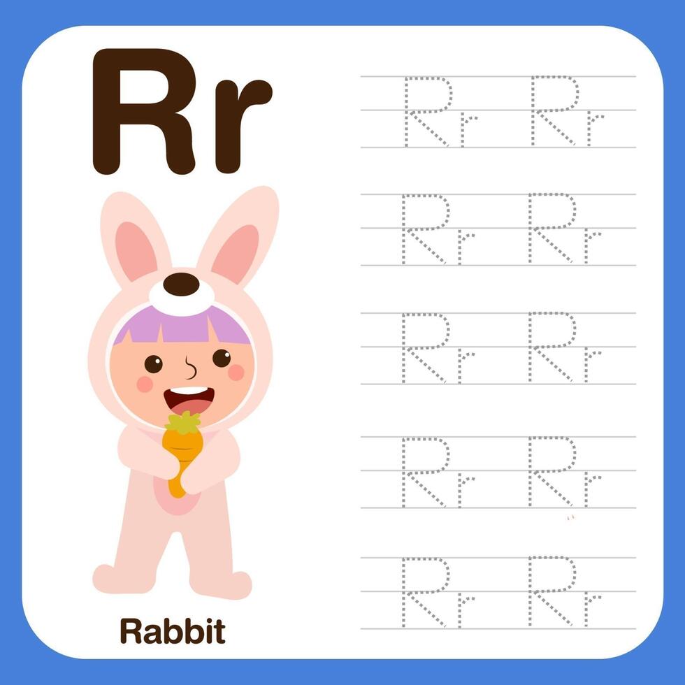 Alphabet tracing book for preschool with example and fun vector