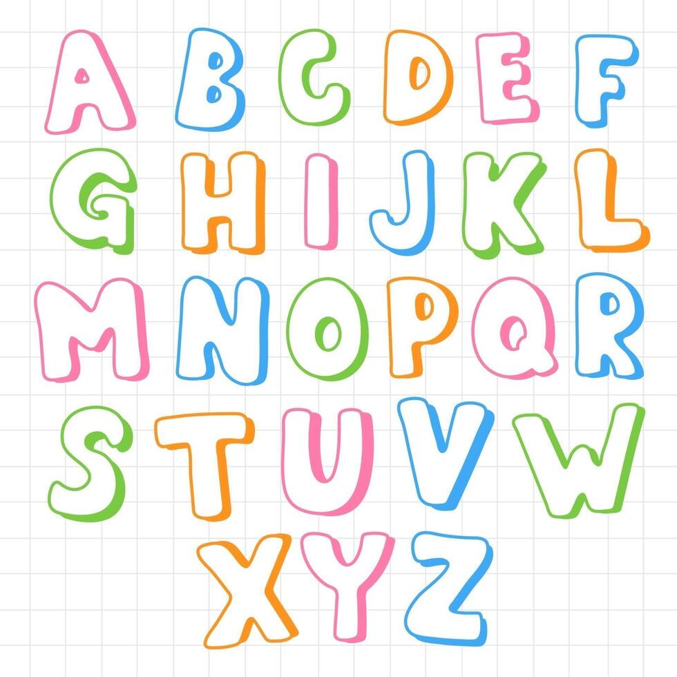 Set of cartoon funny difference english Alphabets vector