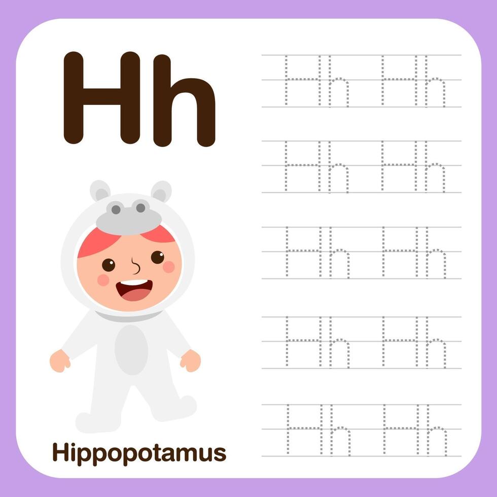 Alphabet tracing book for preschool with example and fun vector