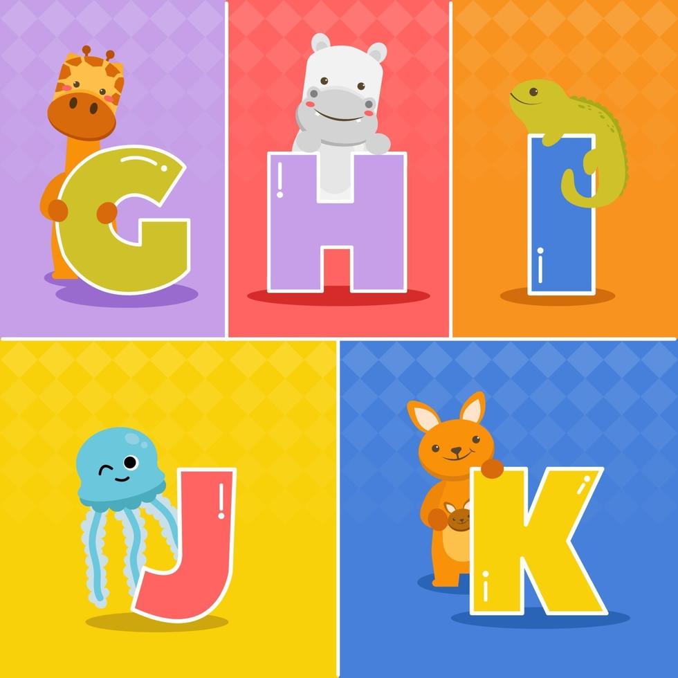 conjunto de vector de alfabetos ingleses de diferencia divertida de dibujos animados