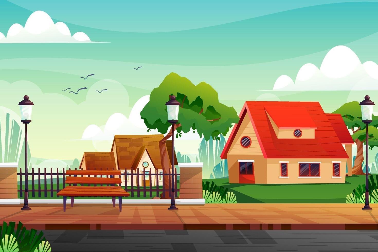 Scene of house and nature park in town vector