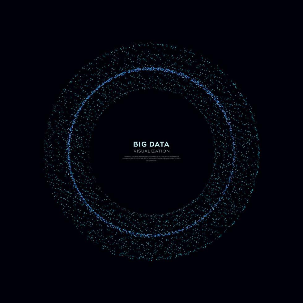 Abstract vector explosion dots line equalizer circle shape isolated technology background. Big data algorithms visualization. Vector illustration in concept of technology, science, quantum explosion.