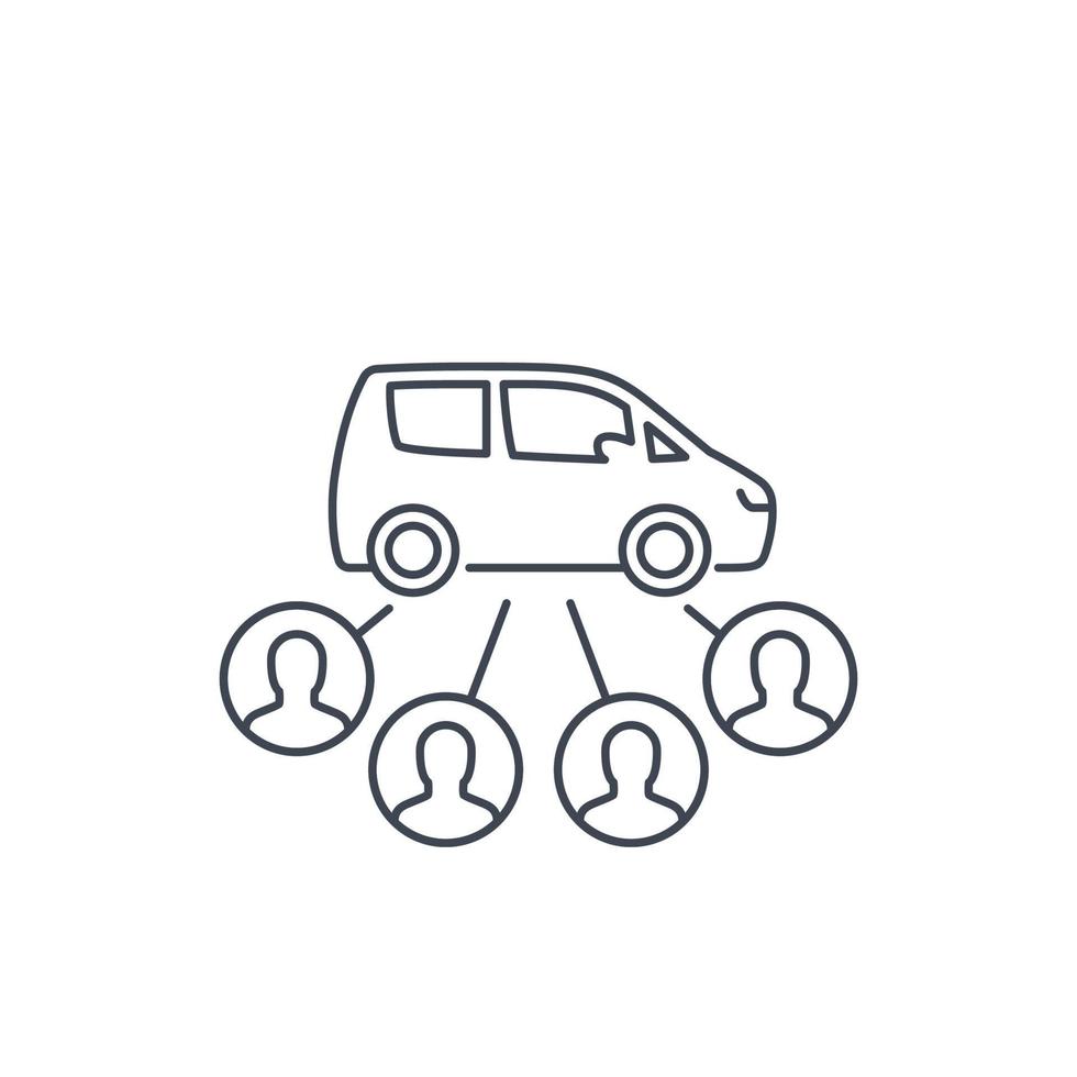 carsharing service vector, linear style icon on white vector