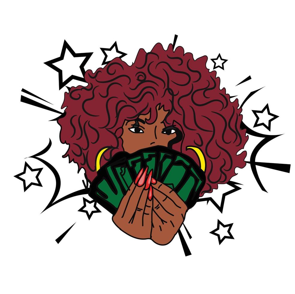afro holding money clipart vector
