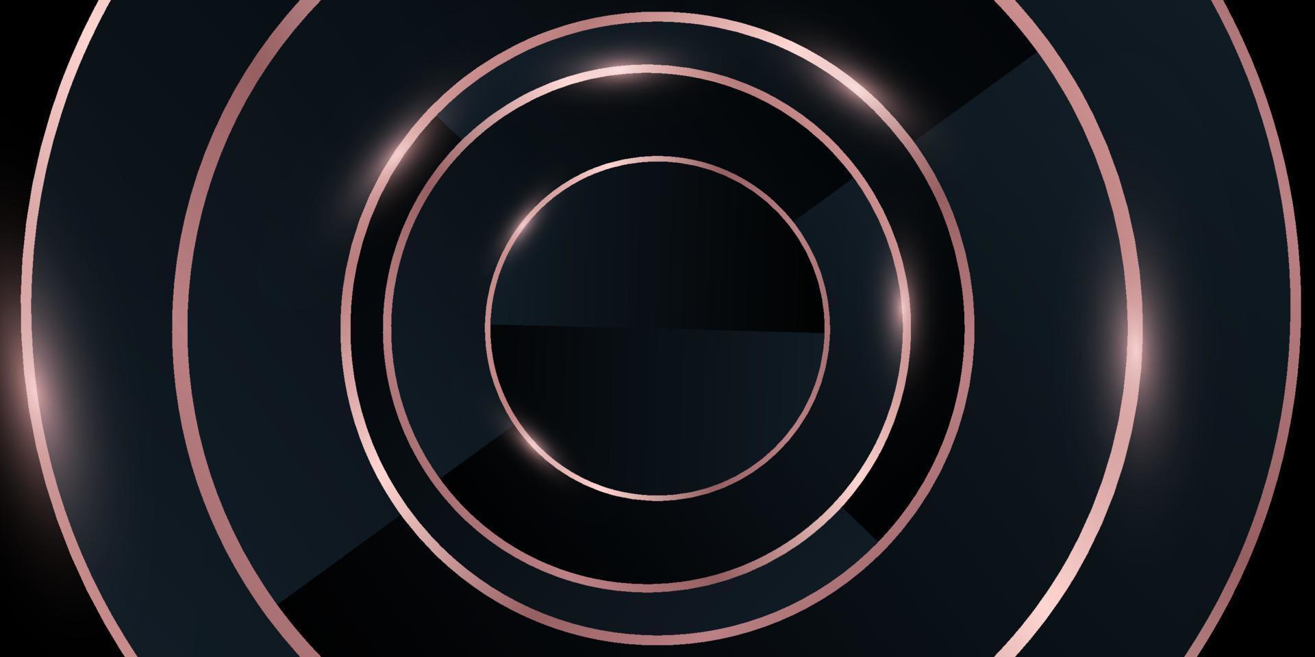 Modern abstract light blck background . elegant circle shape design with golden line. vector