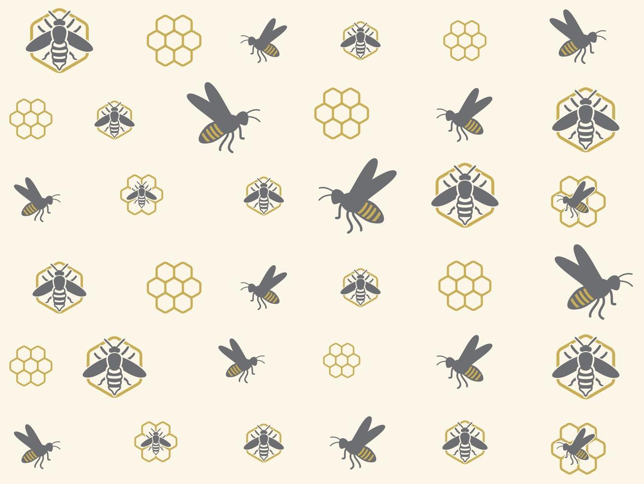 Honey bee illustration seamless pattern design vector