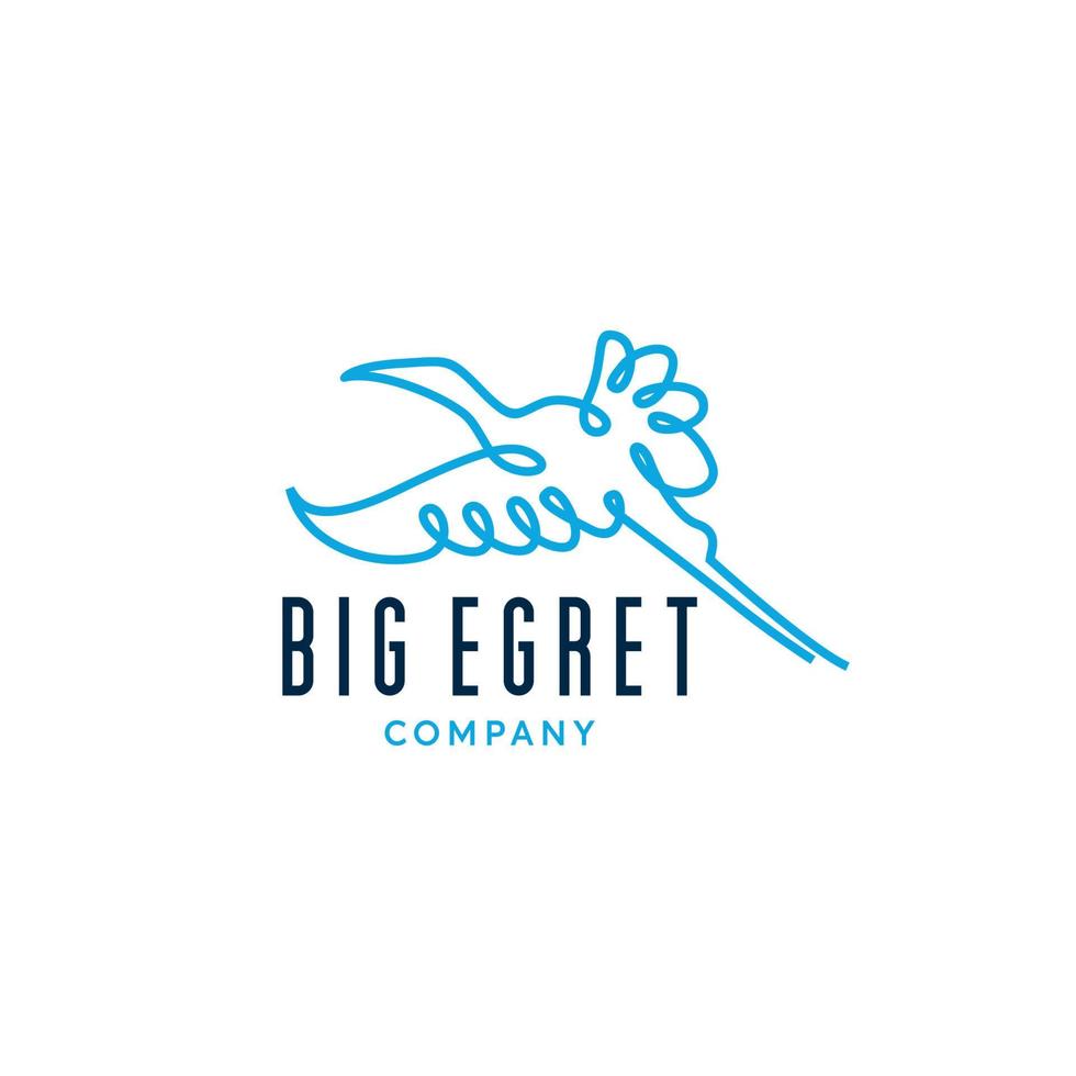 Big Egret Line Logo Design Template Inspiration - Vector