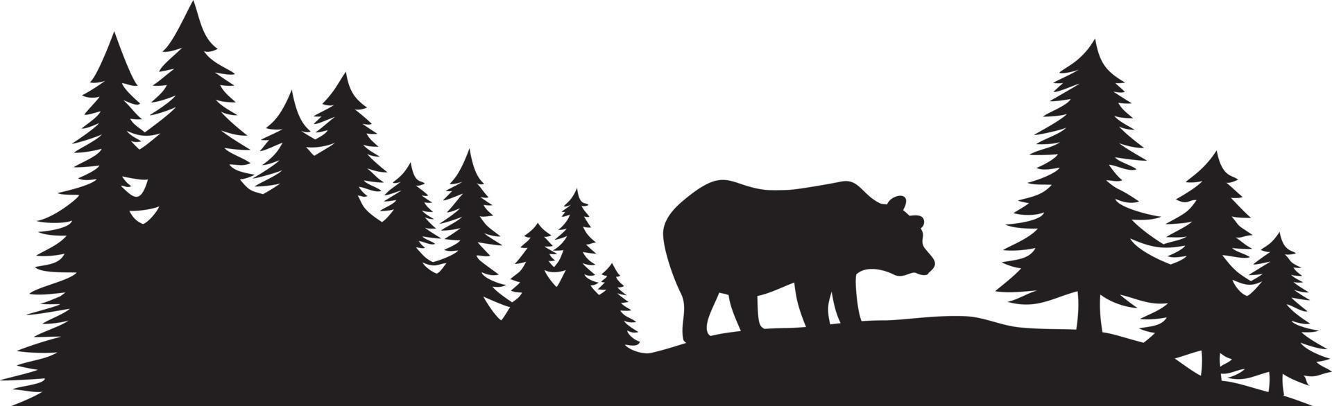 oso y bosque vector