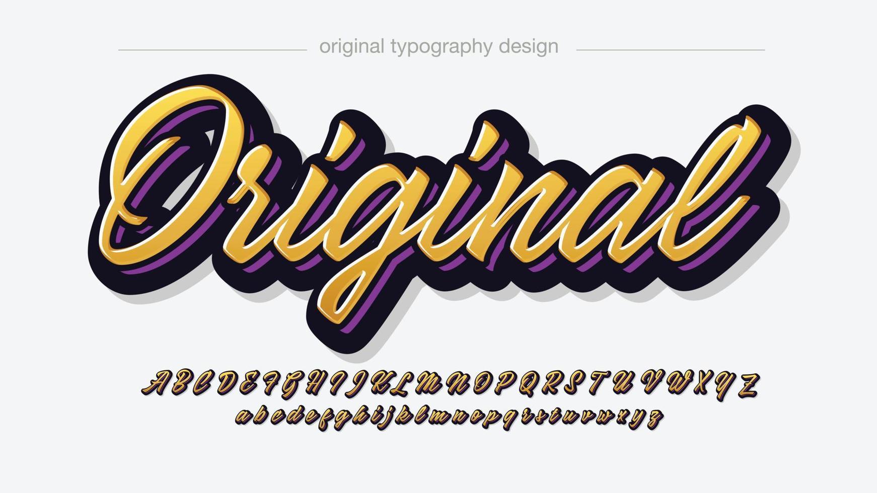 yellow modern cursive graffiti text effect vector