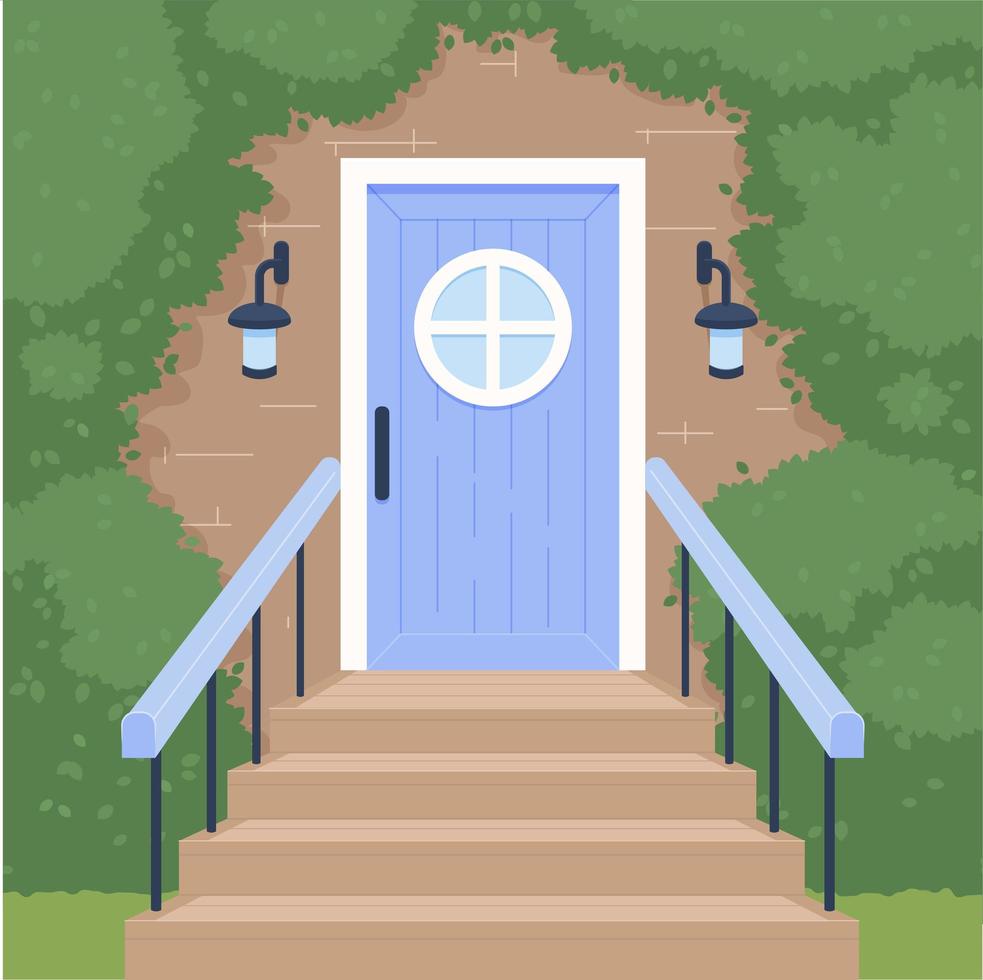 door and stairs vector illustration in cartoon style