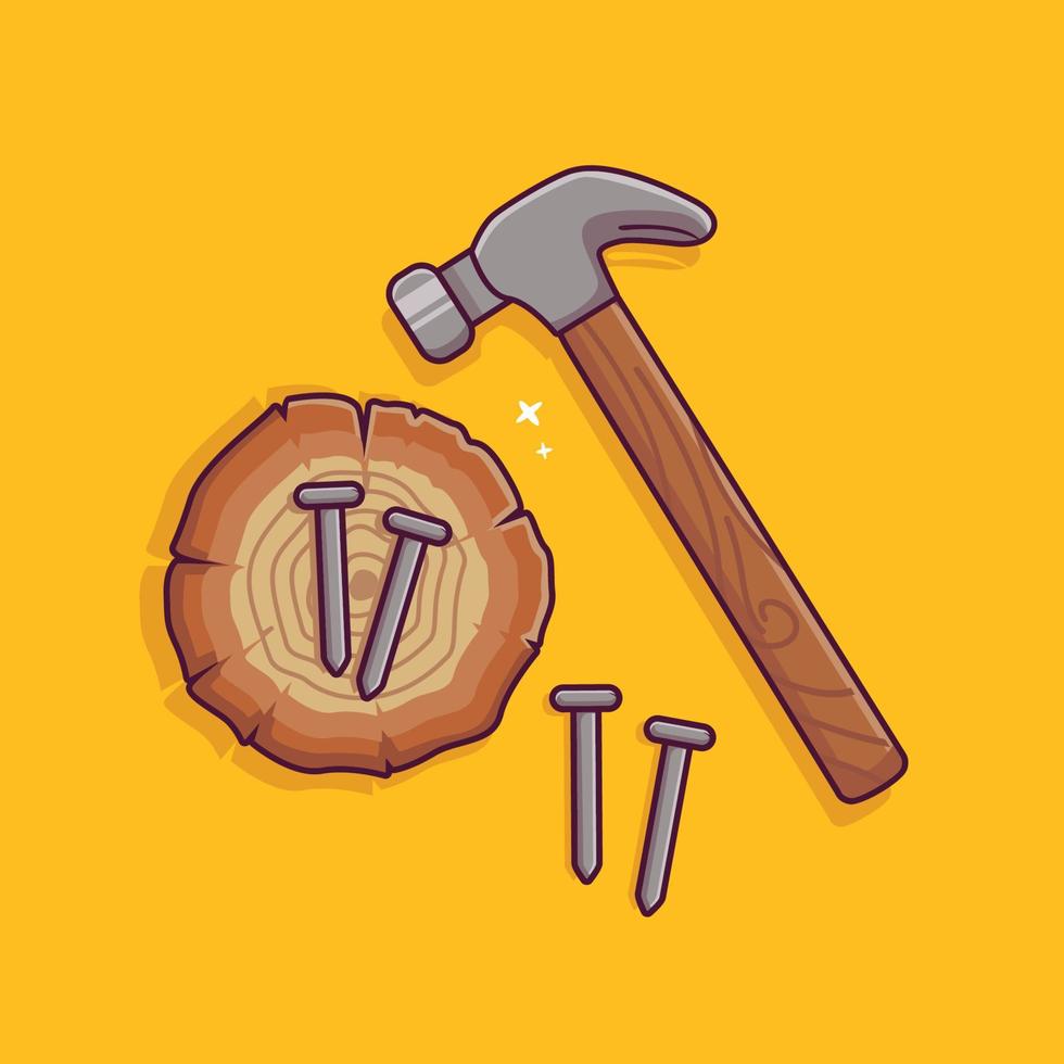 hammer and nail vector. handyman tools icon plierl nails axe hammer vector