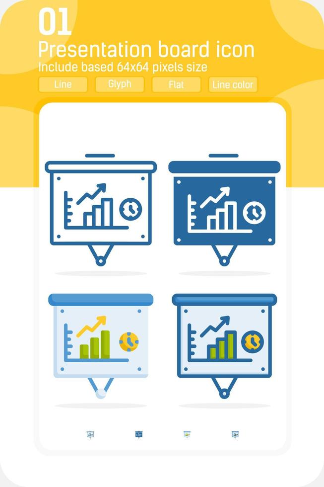 Presentation board premium icon with multiple trendy style isolated on white background. Vector icon design template for graphic, web design, apps, logo, business and all project. Include 64x64 pixels