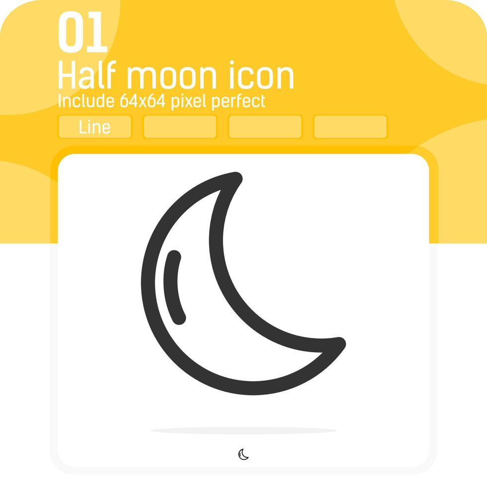 Half moon premium icon with outline style style isolated on white background. line vector illustration sign symbol icon concept for web design, ui, ux, applications, nature and mobile apps. EPS file