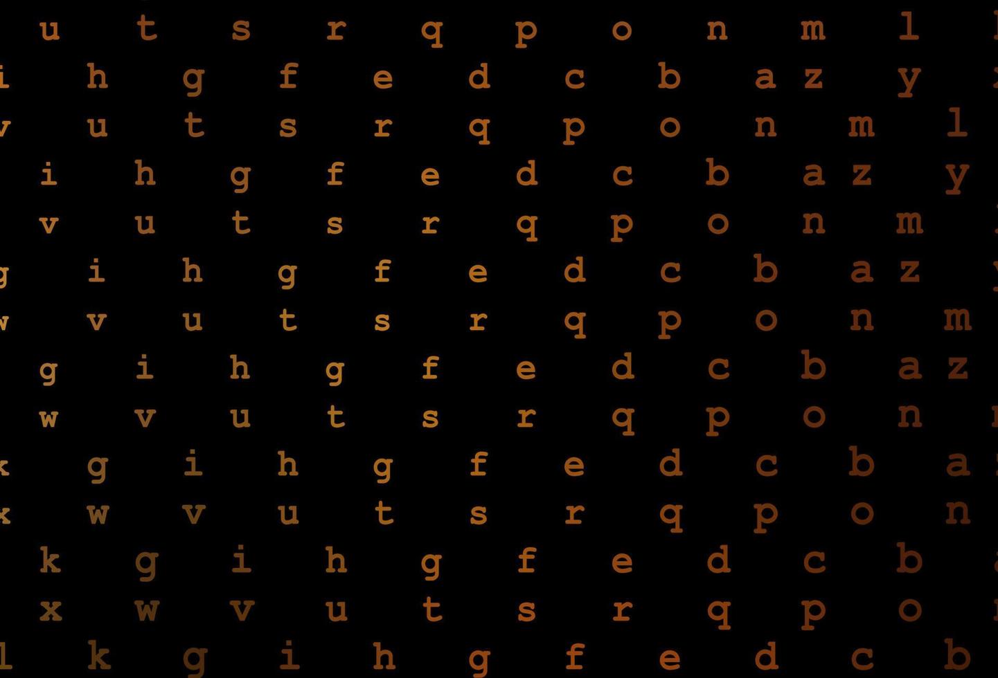 Dark yellow, orange vector background with signs of alphabet.
