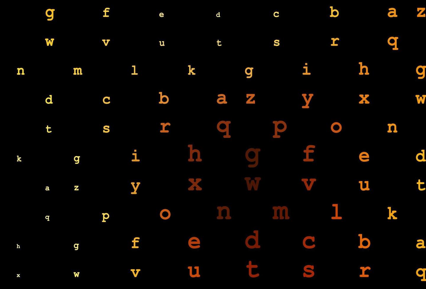 Dark yellow, orange vector cover with english symbols.