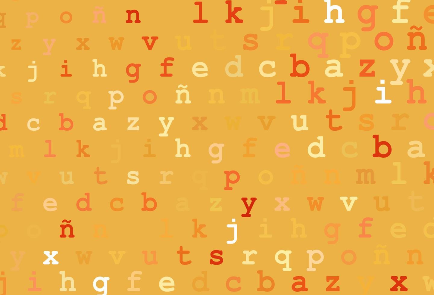 Light yellow, orange vector layout with latin alphabet.