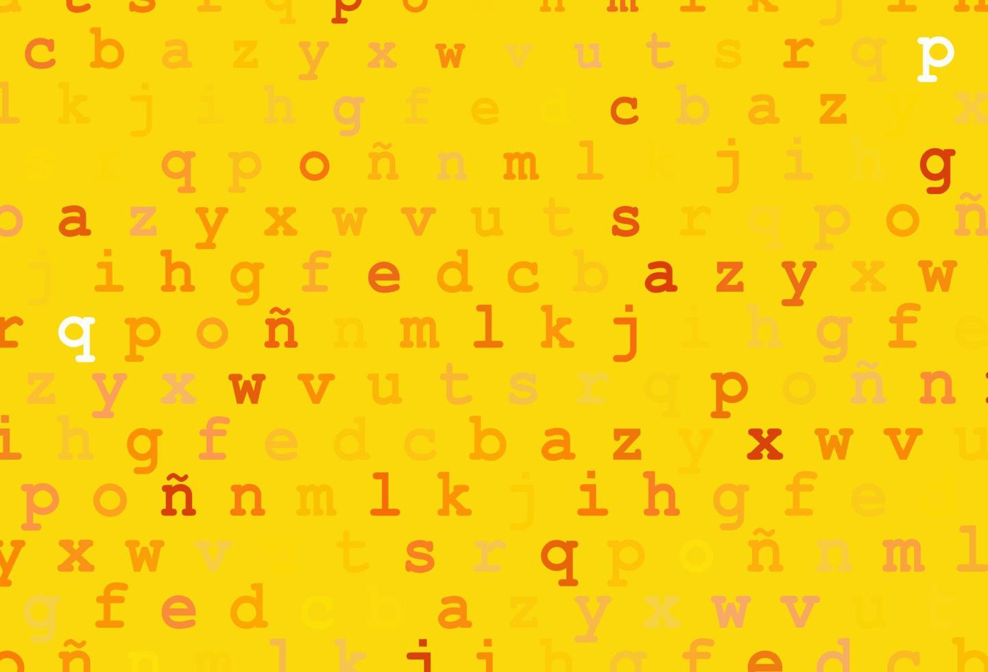 Light yellow, orange vector background with signs of alphabet.