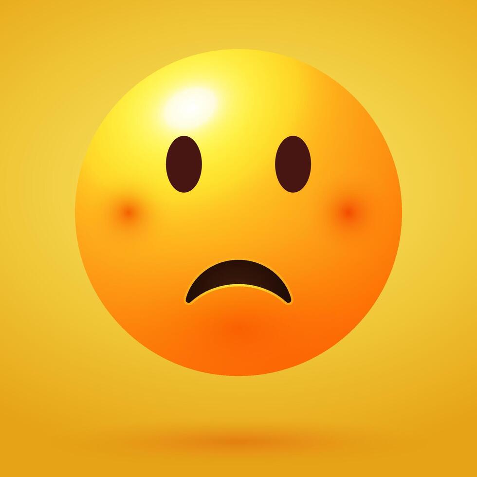 3d sad emoticon template vector