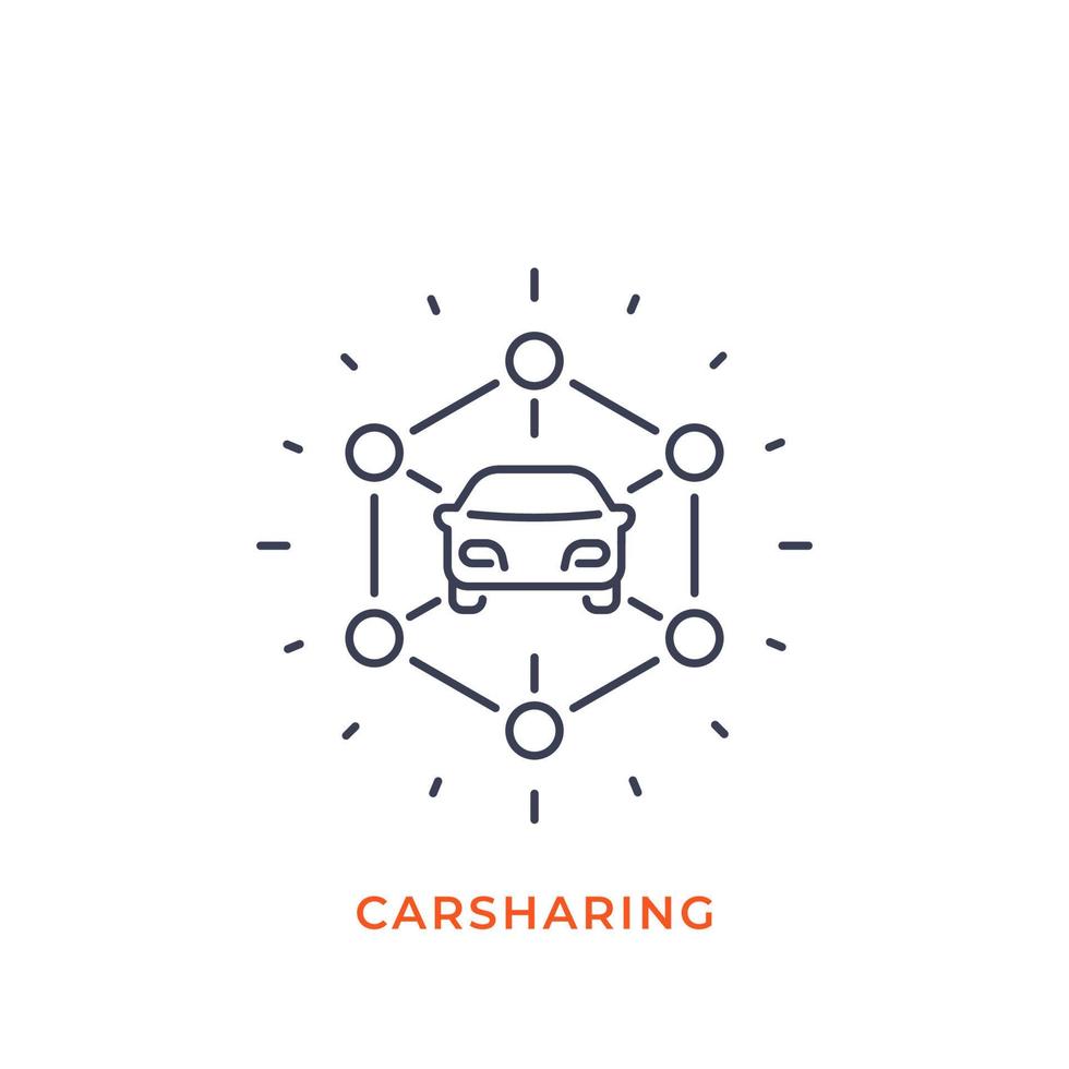 carsharing icon, mono line style vector