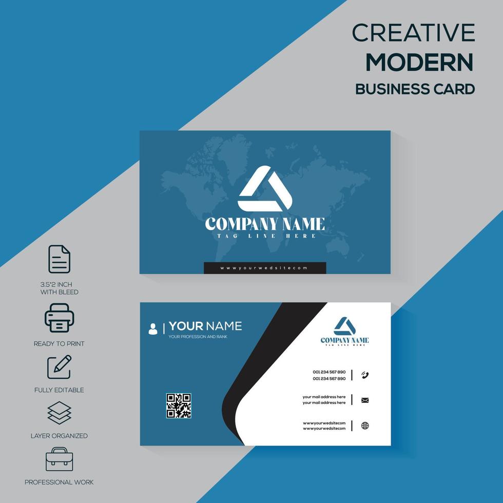 Modern, Corporate business card, simple and minimal visiting card design vector