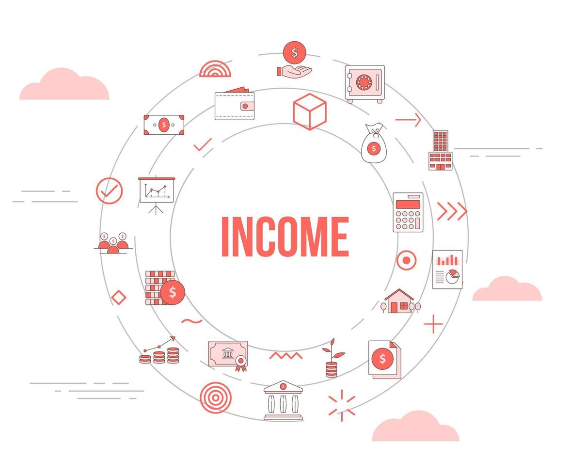 business income concept with icon set template banner and circle round shape vector