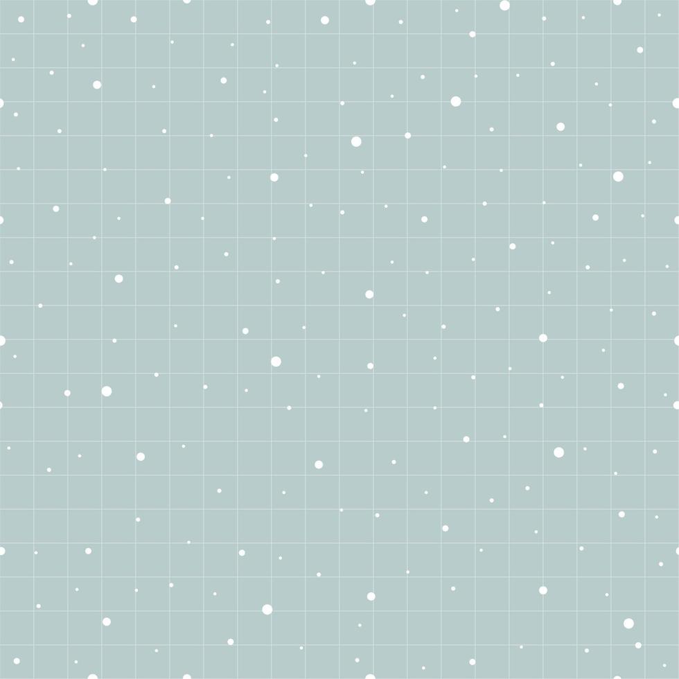 Winter seamless pattern The sky with a snow-white dot on the blue background and a square grid as a wallpaper. New year backdrop Design used for fabric, textile, publication, vector illustration